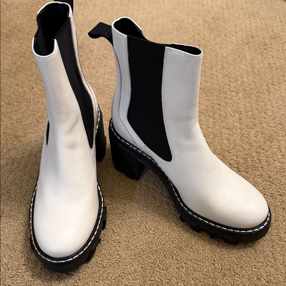 Stylish White and Black Women's Boots